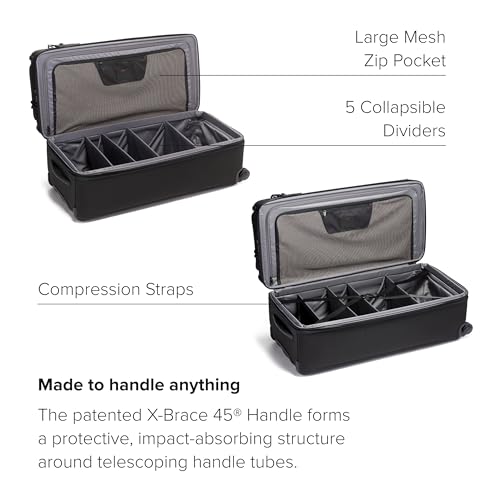 TUMI - Alpha Tall 4-Wheeled Duffel Packing Case - Hybrid Travel Suitcase with Integrated Shelving - Black