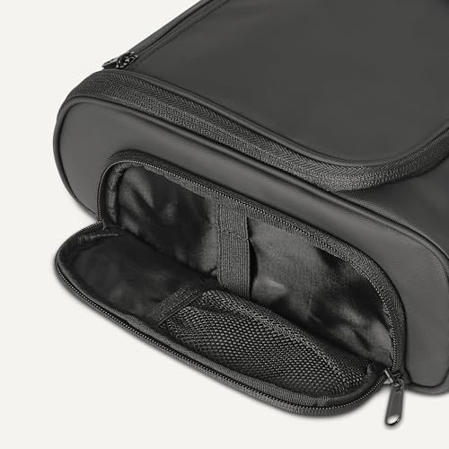 Amazon Essentials Waterproof Travel Toiletry Bag for Men and Women, Hanging Dopp Kit with Multiple Interior Pockets, 2 Side Pockets, Black, 10" x 4" x 10"