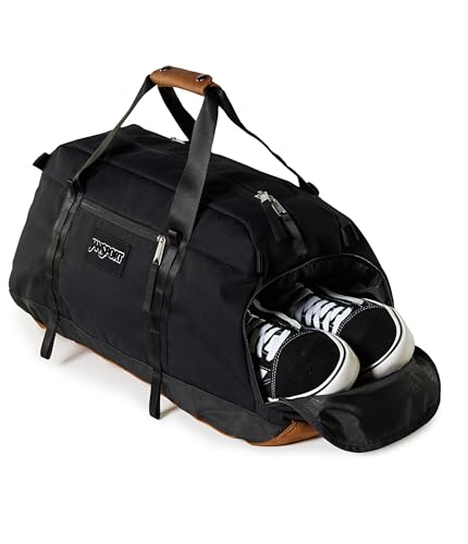 JanSport Smooth Ride Duffle Bag with Luggage Trolley Pass Through, Shoe Compartment, Black
