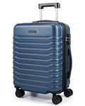 LIGHT FLIGHT Expandable Carry On Luggage 22x14x9 Airline Approved with Double Spinner Wheels, 20 Inch Lightweight Hard Shell Rolling Suitcases with TSA Lock, Blue