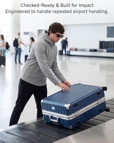 Luggage Sets with Spinner Wheels, 8010S Aluminum Frame Zipperless Polycarbonate Hard Shell Suitcase Sets (ZX-Core, Charcoal Metallic, 2 Piece (20/28))