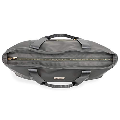 Badgley Mischka Uncomplicated Nylon Weekender Travel Bag, Lightweight Duffel Tote for Women, Carry On Overnight Bag (Grey)
