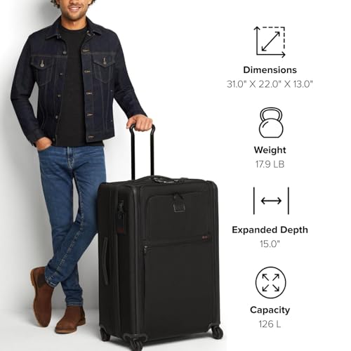 TUMI - Alpha Extended Trip Expandable 4-Wheeled Packing Case - Hybrid Softside and Hardside Checked Bag - Black