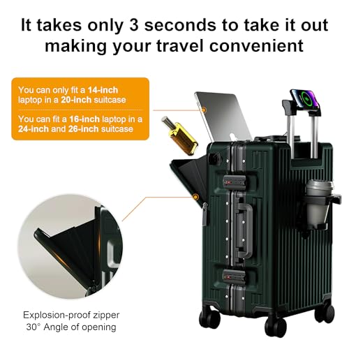 AIWEINY Zipperless Luggage, Polycarbonate Aluminum Hard Shell, Expandable Carry-On Suitcase with Spinner Wheels, Hard Shell Suitcase, 20 Inch Cabin