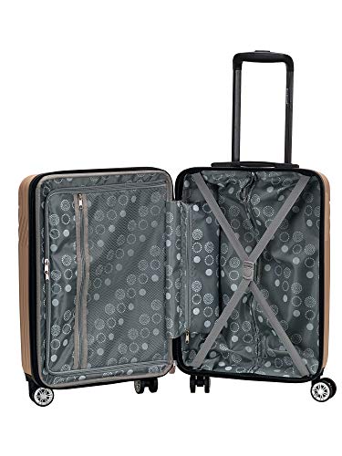 Rockland Pista Hardside 3 Piece Abs Non-Expandable Luggage Set, (20"/24"/28"), Champagne