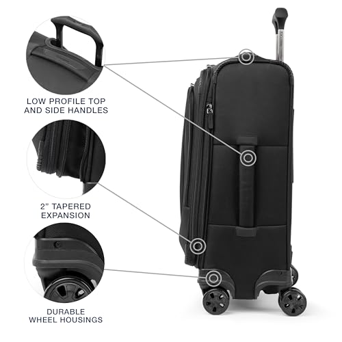 Travelpro Crew Classic Lightweight Softside Expandable Carry on Luggage, 8 Wheel Spinner Suitcase, Men and Women, Carry On 21-Inch, Black