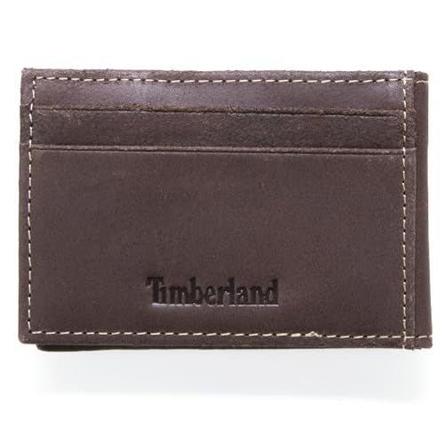 Timberland Men's Slim Leather Minimalist Front Pocket Credit Card Holder Wallet,Brown (Money Clip) 2, One Size