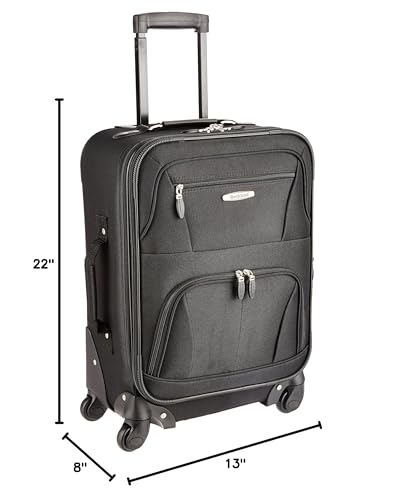 Rockland Pasadena Expandable Spinner Carry-on 19", Black