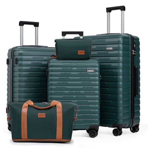 Cosbarn Luggage Sets 5 Piece Suitcases with Wheels, Suitcase Set ABS Hard Case Luggage with Lock Spinner Wheels Durable Travel Luggage