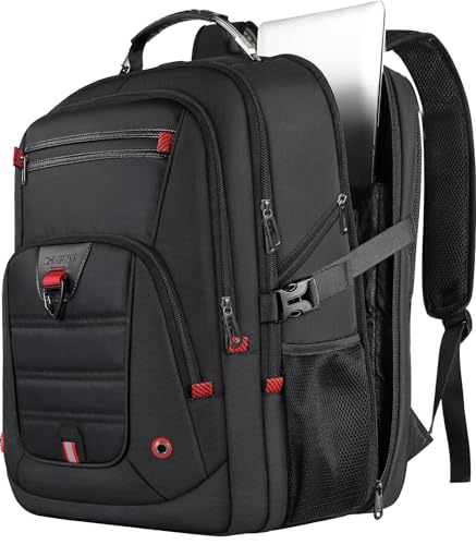 LifetimeWarranty Extra Large Travel Backpack With 52L Capacity, Long-Term Durability TSA Backpack,Anti-Theft 17.3" Big Business Laptop Backpack for Men&Women,Water Resistant College Rucksack Bag Black