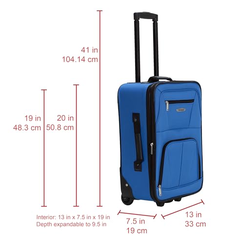 Rockland Fashion Softside 2 Piece Luggage Set, Expandable, (14" Tote/19" Upright), Blue