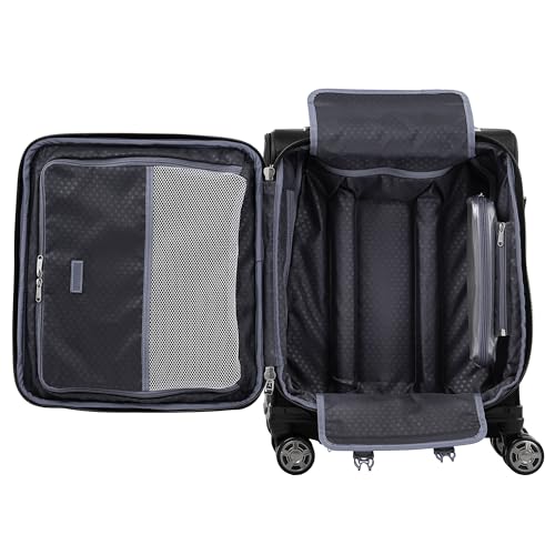 Travelpro Platinum Elite Softside Expandable Carry on Luggage, 8 Wheel Spinner Suitcase, USB Port, Men and Women, International, Shadow Black, Carry On 19-Inch