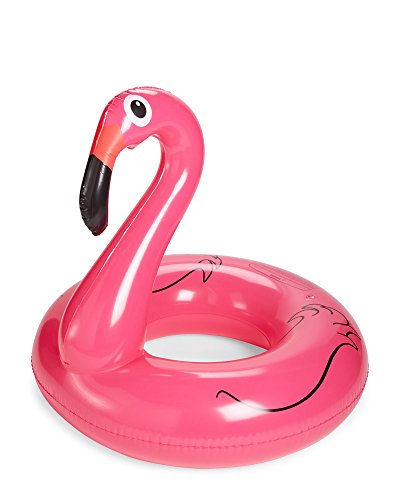Luv Betsey Johnson Flamingo Beach Set, Waterproof Vinyl Tote, Ditty Pouch & 6 Ft Inflatable Float, Blue and Pink