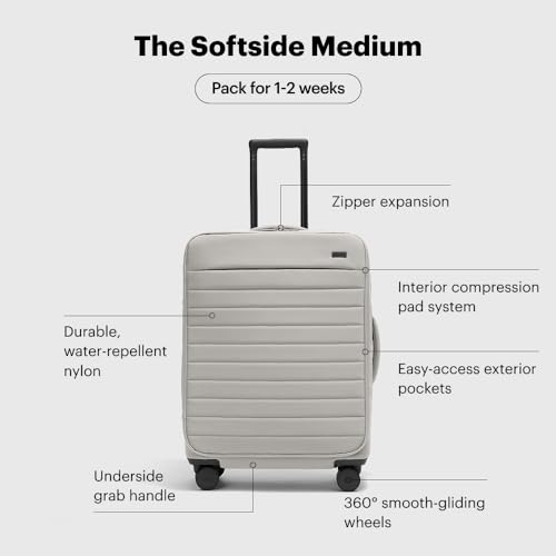 Away Softside Medium Checked Suitcase, 26 Inch Expandable Luggage For Men & Women, Durable Nylon Exterior, TSA Approved Lock, Ideal For Trips 1-2 Weeks, Cloud Gray