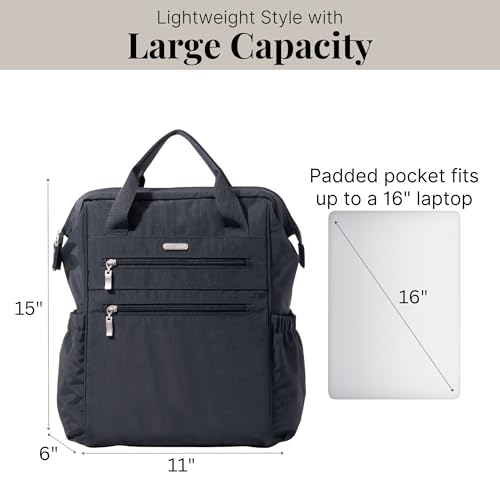 Baggallini City Scape Backpack - 15"x11" Lightweight Work Travel Bag w/Luggage Sleeve & RFID