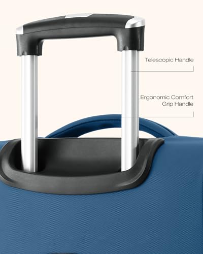 Coolife Luggage Sets 3 Piece Upgraded Softside Lightweight Spinner Luggage Set, Durable 1800D Suitcases with Dual Spinner Wheels & TSA Lock, 20/24/28 (Deep Blue, 3-Piece Set (20/24/28))