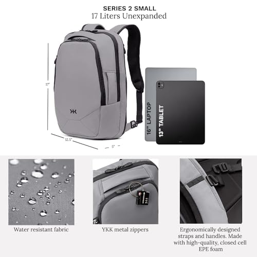 Knack Small Series 2 Laptop Backpack Fits up to 16 Inch Laptops - Knack Bags Carry-On Backpack, TSA Approved, Expandable Travel Backpacks With 2 Day Outfit Capacity, Alloy Gray
