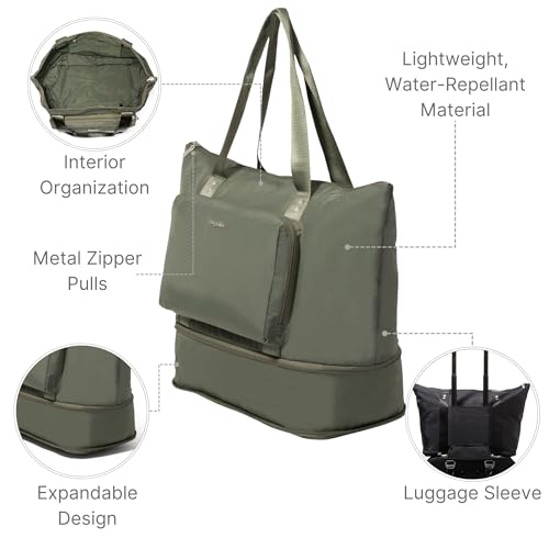 Carryall Expandable Lightweight Travel Tote 22" Packable Folding Compact Nylon Washable Weekender w/Luggage Sleeve
