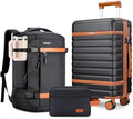 Velaybor Luggage Sets 3 Piece with Spinner Wheels, Lightweight PC Hardside Suitcase with TSA Lock & YKK Zippers, 20 Inch Carry On Luggage with Travel Bag for Men and Women, Black