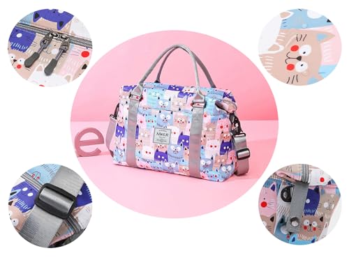 Travel Duffle Bag Weekender Overnight Bag Gym Tote with Dry and Wet Separated Pocket for Women Girls Shoulder Workout Duffel Bag Water Resistant (cute cats)