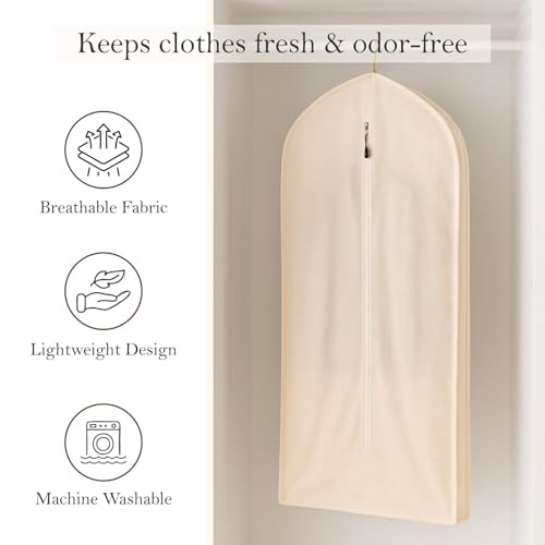 100% Cotton Garment Bag | Long | Breathable Garment Bags for Hanging Clothes | Garment Storage Bag for Long Dresses & Coats Storage | Pack of 1 (62 Inch)