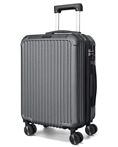 LIGHT FLIGHT Carry On Luggage 22x14x9 Airline Approved, Durable Hard Shell Carry On Suitcases with Wheels, Expandable Hardside Lightweight Travel Luggage with TSA Lock 20 Inch Carry on, Glacier Gray