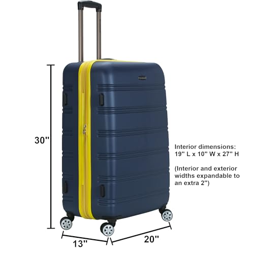 Rockland Melbourne Hardside Expandable Spinner Wheel Luggage, Checked Large 28", Black