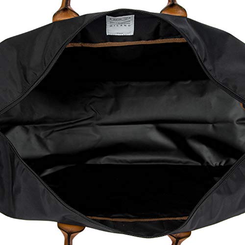 Bric’s X-Travel Deluxe Carry-On Duffel, Lightweight Water-Resistant Weekender with Italian Leather Handles, Removable Inner Pocket and Luggage Pass-Through for Versatile 2-in-1 Travel – Black