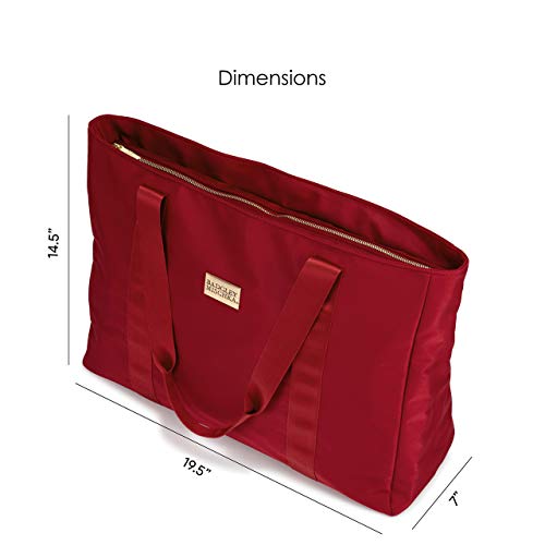 Badgley Mischka Uncomplicated Nylon Weekender Travel Bag, Lightweight Duffel Tote for Women, Carry On Overnight Bag (Burgundy)