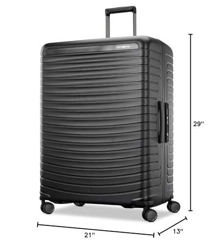Samsonite Framelock Max Hardside Luggage with Spinner Wheels, Lightweight zipper-less (Asphalt Black, Large Spinner)