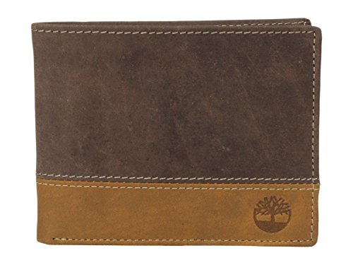 Timberland Men's Leather Passcase Bifold Wallet Hybrid, Brown/Tan, One Size