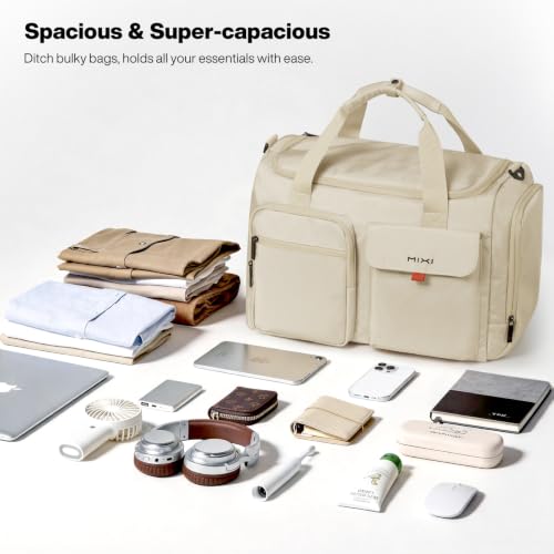 mixi 17" Underseat Carry-On Luggage Travel Tote, Water-Resistant, Beige