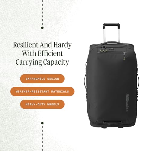 Eagle Creek Expanse 2-Wheel Luggage - Large Rolling Suitcase for Extended Travel - Heavy Duty Wheels - Strong Grab Handles - Telescoping HandleMidnight Black