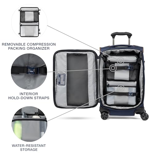 Travelpro Crew Classic Lightweight Softside Expandable Carry on Luggage, 8 Wheel Spinner Suitcase, Men and Women, Carry On 21-Inch, Patriot Blue