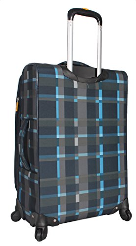 LUCAS Designer Luggage Collection - Expandable 24 Inch Softside Bag - Durable Mid-sized Ultra Lightweight Checked Suitcase with 8-Rolling Spinner Wheels (Old School Navy)