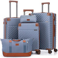 Cosbarn Luggage Sets 5 Piece with TSA Lock Spinner Wheels, Unisex Hard Case ABS Suitcase Set, Hardshell Lightweight Waterproof Travel Hardside Suitcases with Wheels for Women Men, Sky Blue