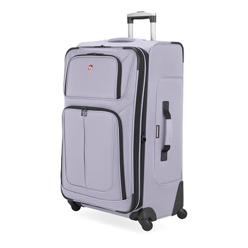 SWISSGEAR Sion Softside Expandable Spinner Luggage Durable Lightweight Travel Suitcase, Evening Haze, Checked-Large