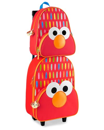 Skip Hop x Sesame Street Toddler Kids Carry-On Rolling Luggage with Wheels, Age 3y+ - Elmo