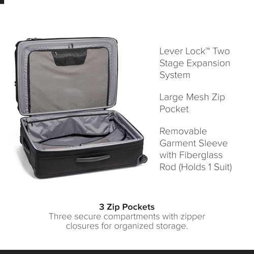 TUMI - Alpha Extended Trip Expandable 4-Wheeled Packing Case - Hybrid Softside and Hardside Checked Bag - Black