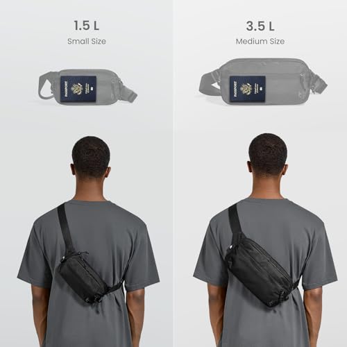tomtoc 1.5L Sling Bag with RFID Blocking, Crossbody Bag Minimalist Chest Shoulder Pack for Men and Women, Water-resistant Lightweight Casual Waist Fanny Pack for Travel, Daily Use