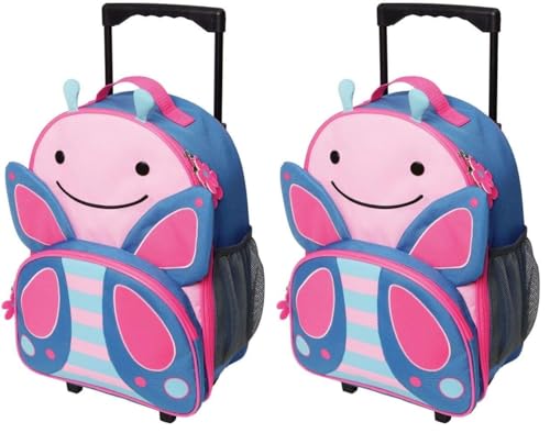 Skip Hop Kids Luggage with Wheels, Zoo, Butterfly (Pack of 2)
