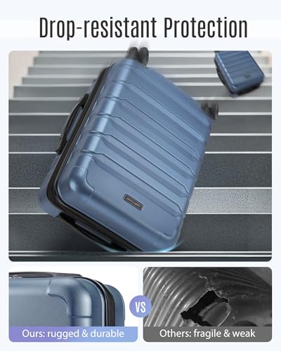 LIGHT FLIGHT Carry On Luggage 22x14x9 Airline Approved, Expandable Carry On Suitcases with Wheels, Lightweight Luggage, Durable Hard Shell 20 Inch Rolling Suit Case for Men Women Travel,Royal Blue