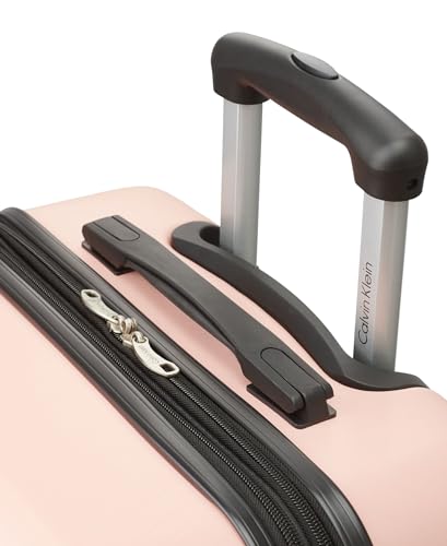 Calvin Klein Women's Hard Side Upright Luggage Spinner Light Weight Suitcase, Mellow Rose, Large