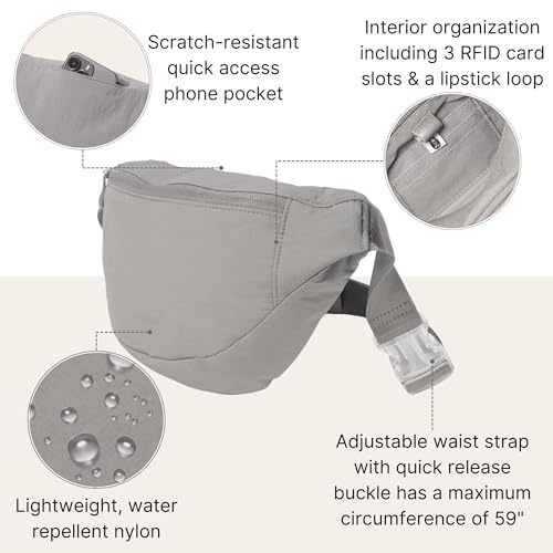 Baggallini Swift Belt Bag Sling Bag - Lightweight 12"x7" Crossbody Bag Fanny Pack Belt Bag w/RFID and Adjustable Strap