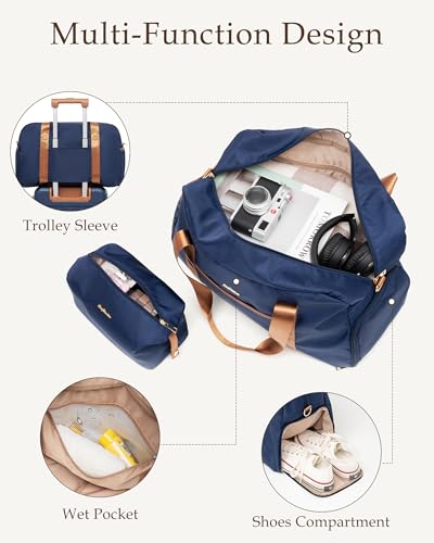 LONG VACATION Luggage Sets 5 Piece, Suitcases With Wheels, PC+ABS Hardshell Luggage Set with Spinner Wheels, TSA Lock (Navy Brown)