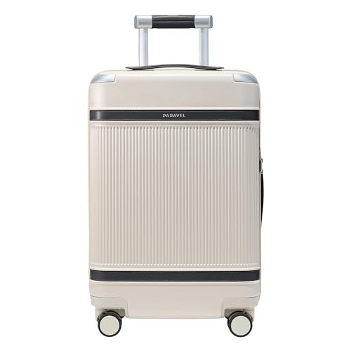 Paravel Aviator Luggage | Carbon-Neutral Travel Suitcase from Recycled Materials| Durable Luggage with Wheels | Domino Black