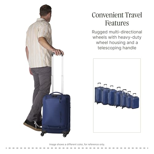Eagle Creek Expanse 4-Wheel 22" Carry-On Luggage - Rolling Four-Wheel Carry-On Luggage for Easy Travel - Lockable Zippers - Expandable Main Compartment - Telescoping Handles - Midnight Black