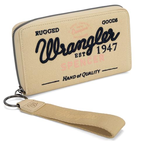 Montana West X Wrangler Wristlet Wallets for Women Classic Retro Wallet Purse Bifold Credit Card Wallets for Women Oversized Logo Clutch Wristlet