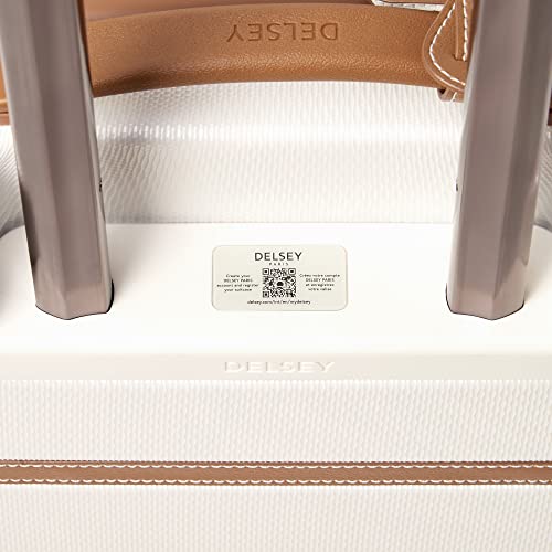 DELSEY PARIS Chatelet Air 2.0 Checked Suitcase 24 Inch Medium, Hardside Polycarbonate Luggage, Dual-Density Spinner Wheels, TSA Lock, Angora