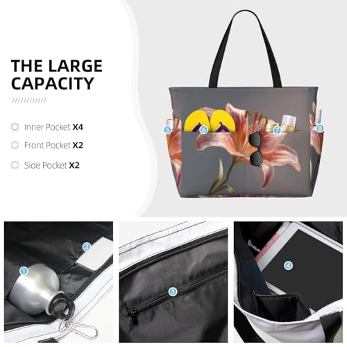 HLSBSSL This Blooming lilies printed beach travel bag can be used for shopping, exercising, or working